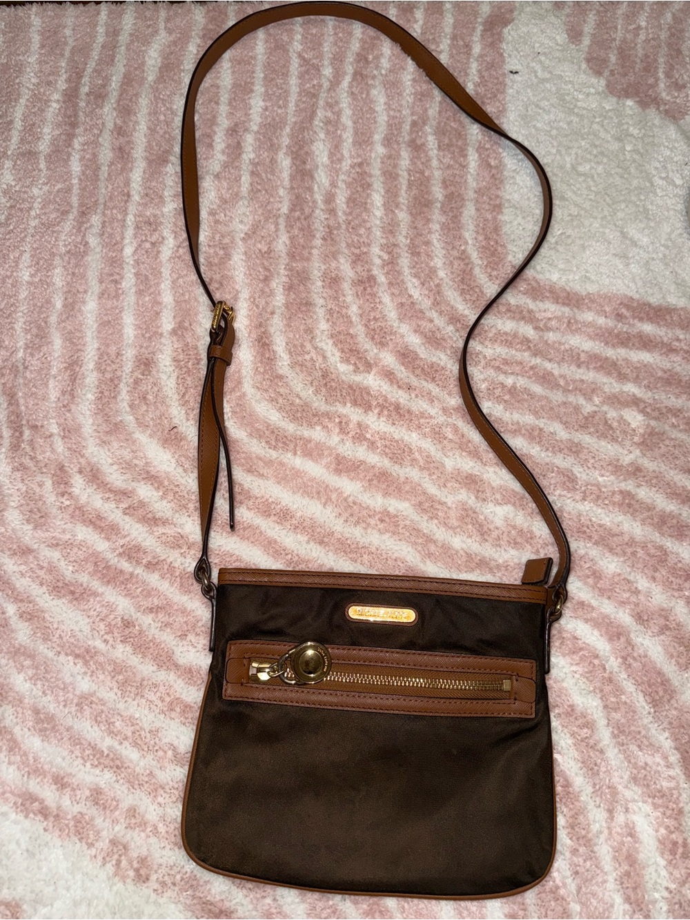 Michael Kors Dark Brown Crossbody with Gold Hardware